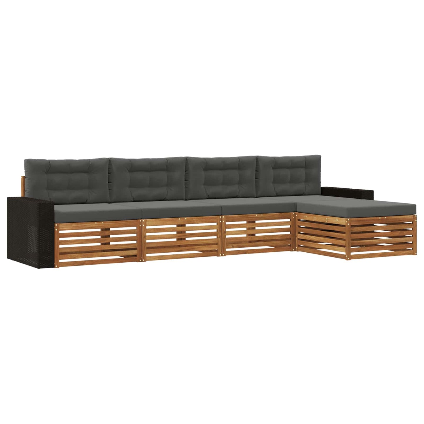 Set di divani da esterno 5 pcs Naturale e Antracite Poliestere | homemem39