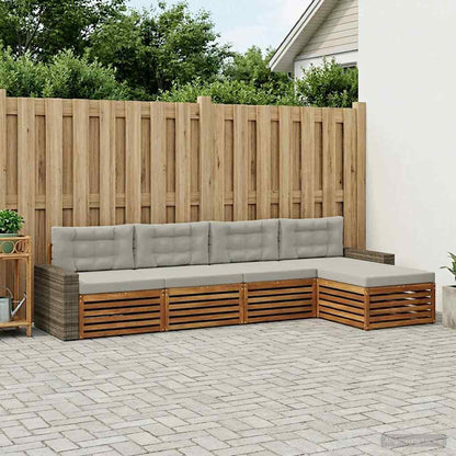 Set di divani da esterno 5 pcs Naturale e Grigio Chiaro | homemem39