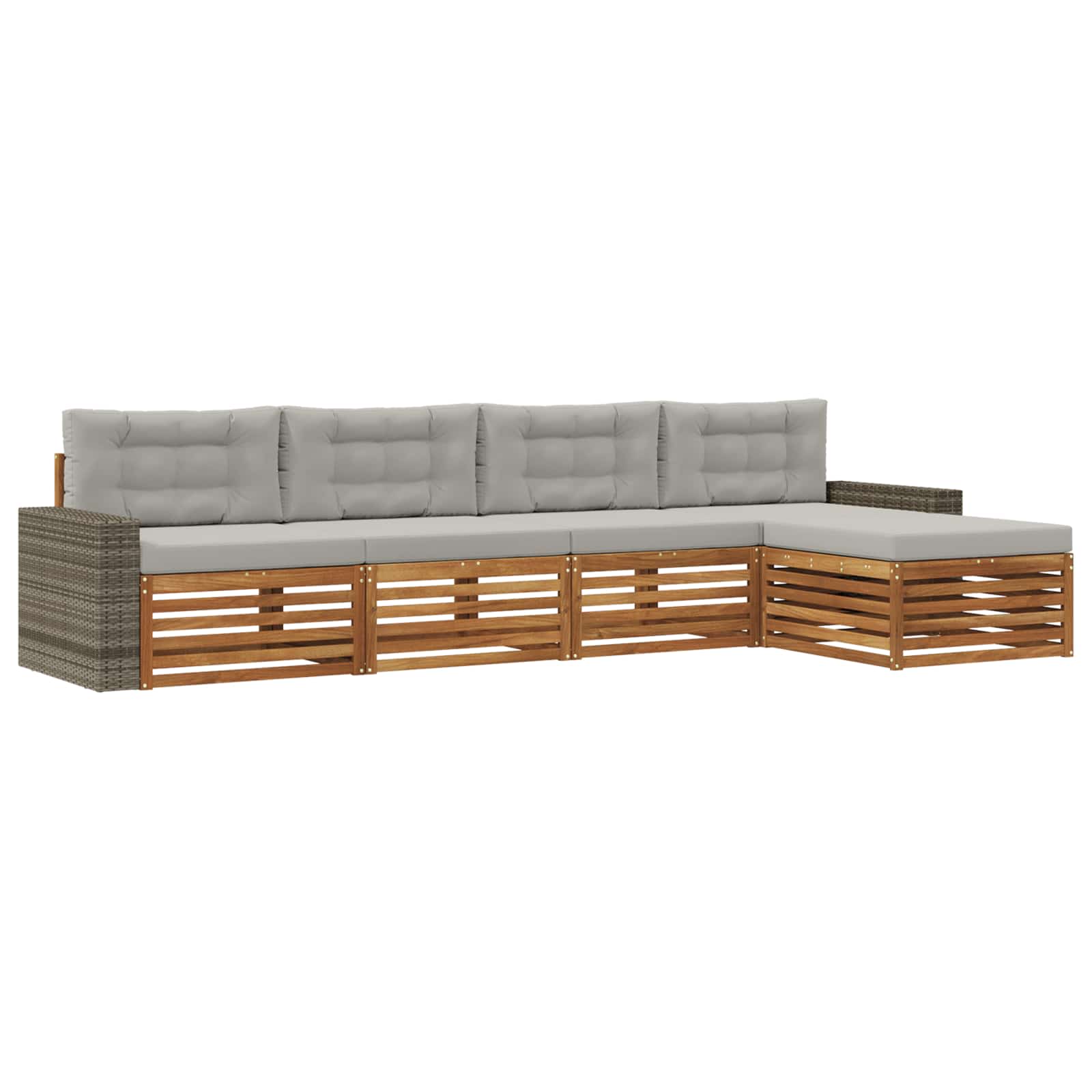Set di divani da esterno 5 pcs Naturale e Grigio Chiaro | homemem39