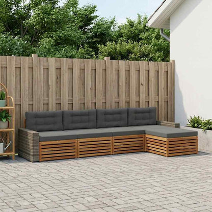 Set di divani da esterno 5 pcs Naturale e Antracite Poliestere