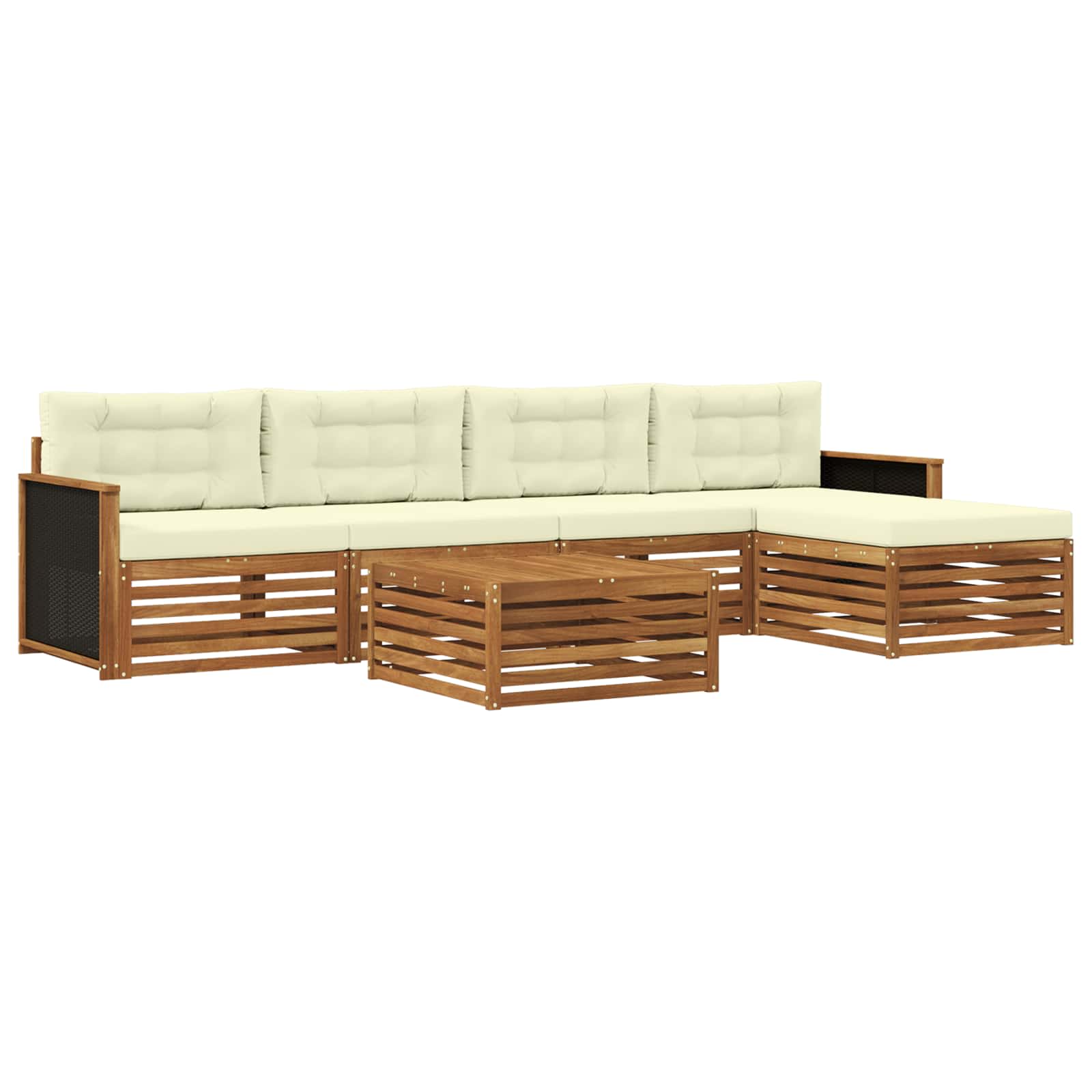 Set di divani da esterno 6 pcs Naturale e Crema 79 x 79 x 37 cm | homemem39