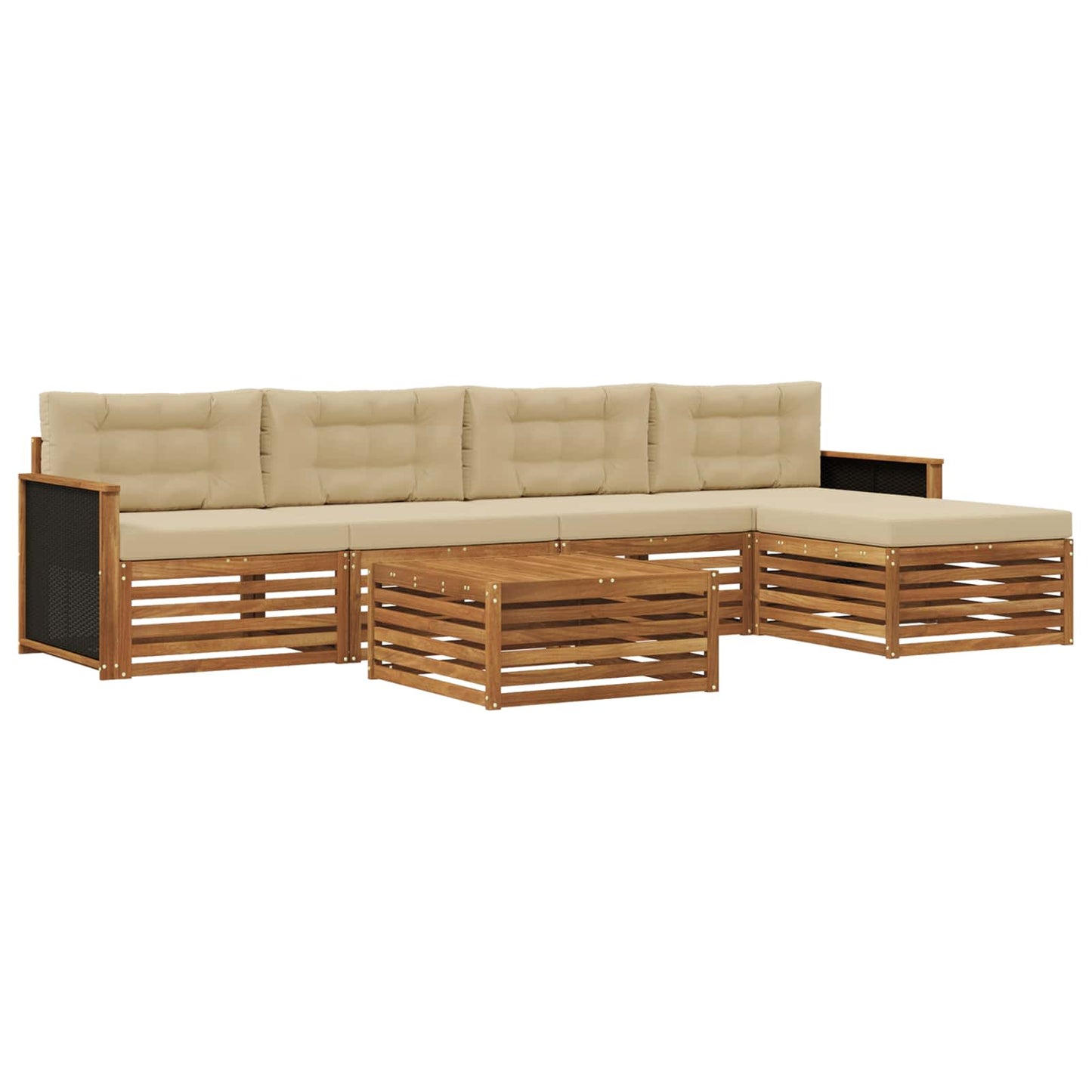 Set di divani da esterno 6 pcs Naturale e Beige 79 x 79 x 37 cm | homemem39