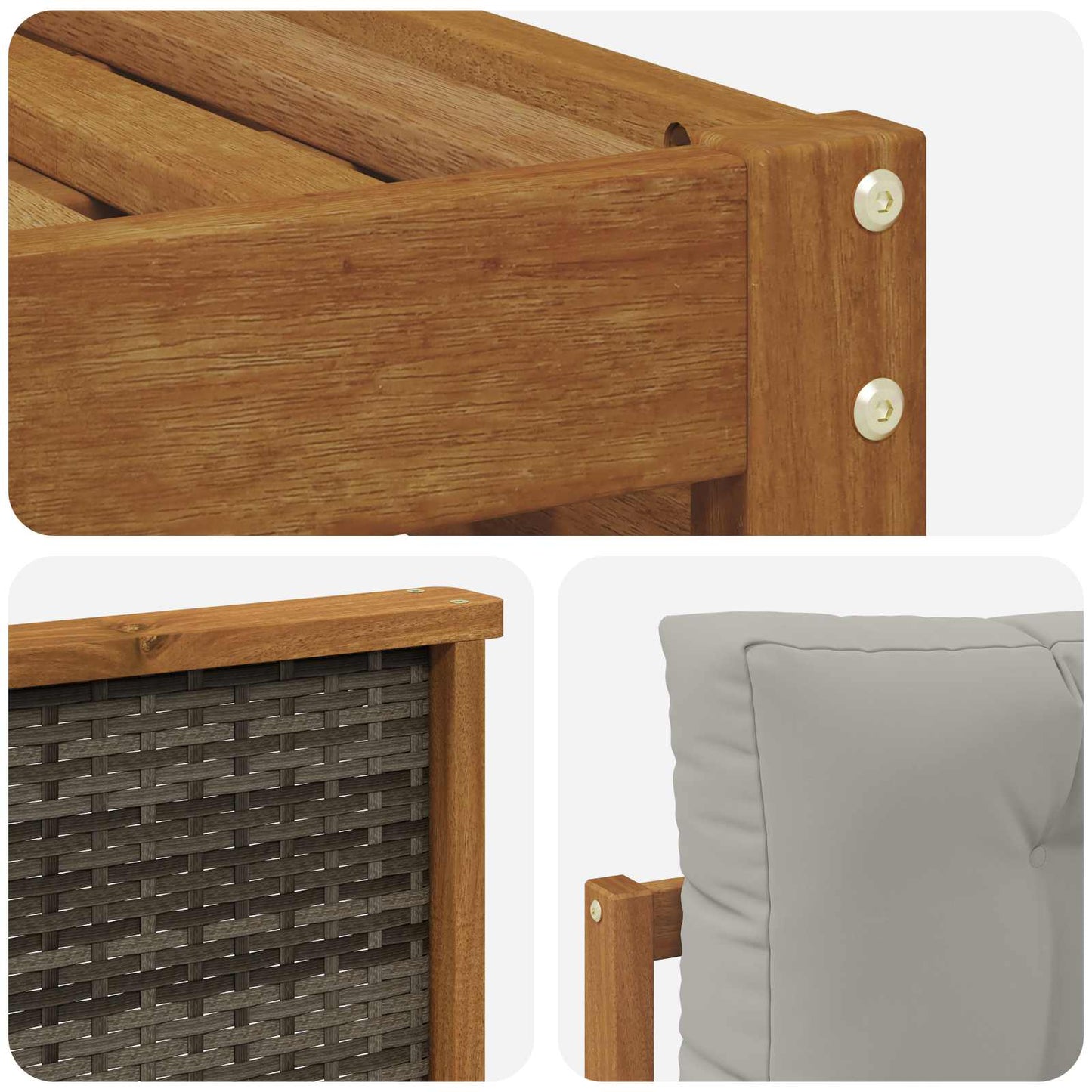 Set di divani da esterno 6 pcs Naturale e Grigio Chiaro | homemem39