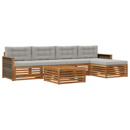 Set di divani da esterno 6 pcs Naturale e Grigio Chiaro | homemem39