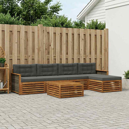 Set di divani da esterno con cuscino 6 pcs Naturale e Antracite