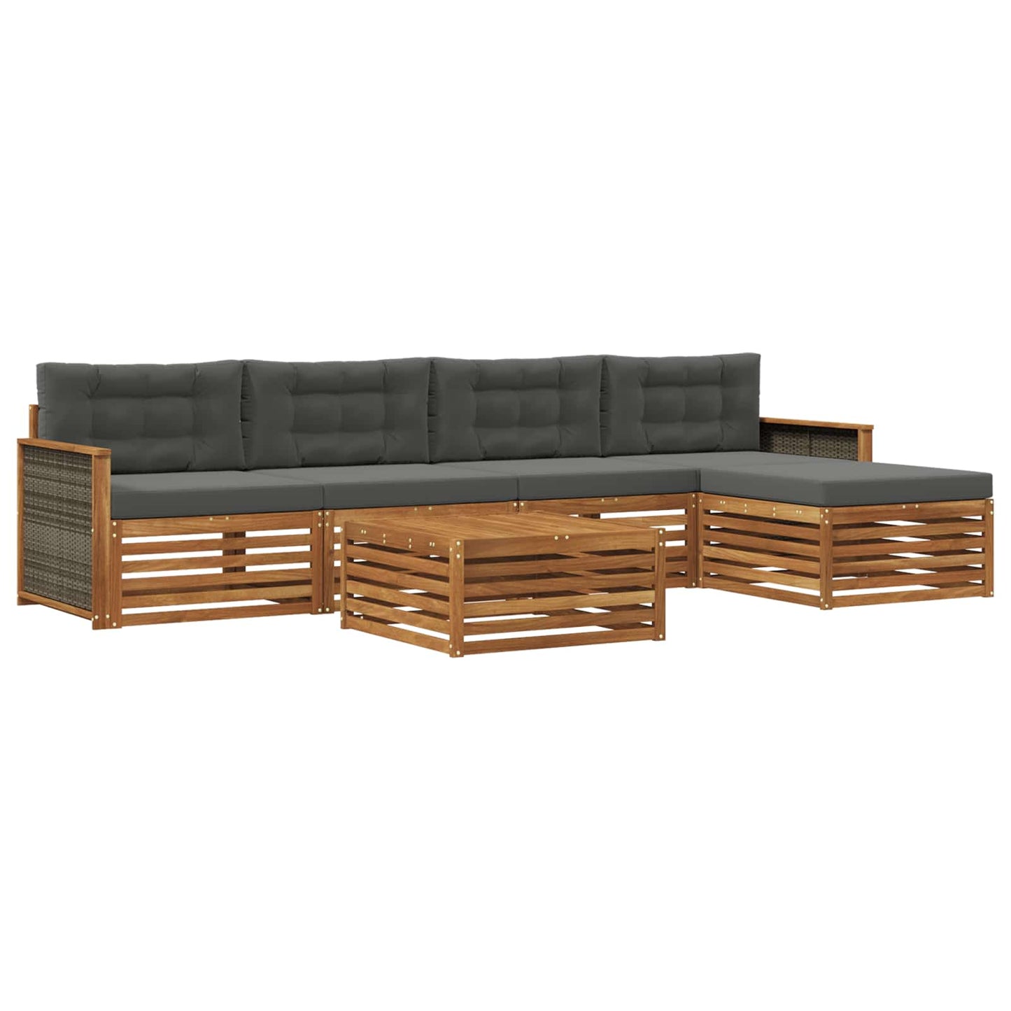 Set di divani da esterno con cuscino 6 pcs Naturale e Antracite