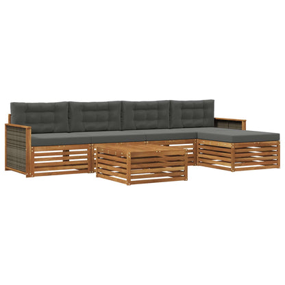 Set di divani da esterno con cuscino 6 pcs Naturale e Antracite