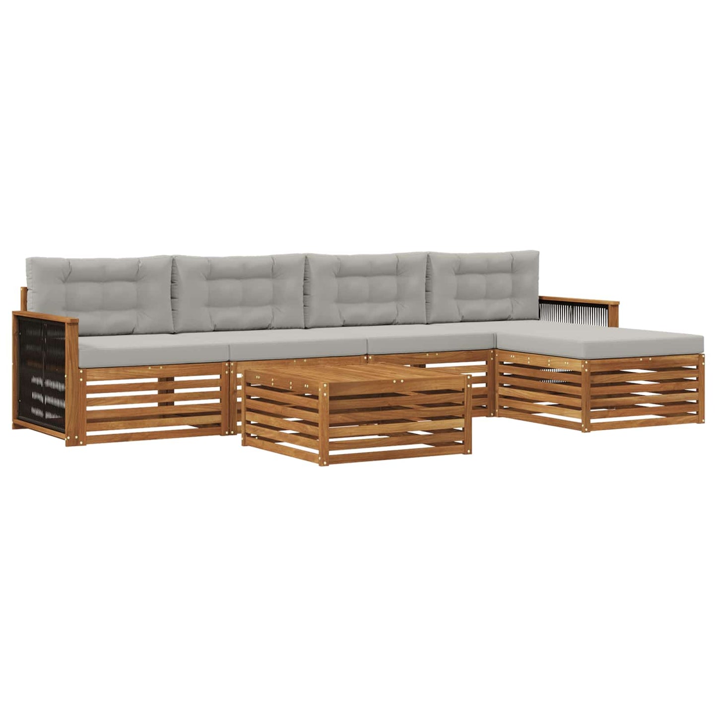 Set di divani da esterno 6 pcs Naturale e Grigio Chiaro | homemem39