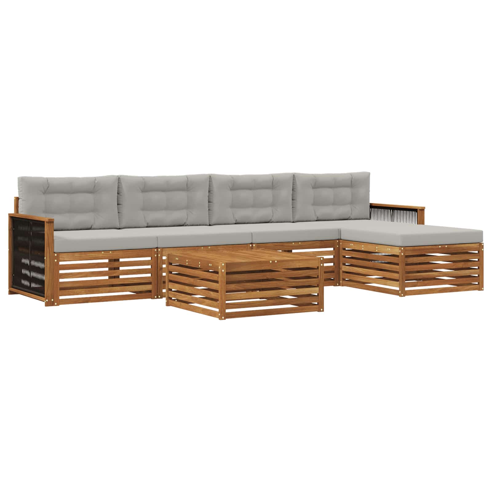 Set di divani da esterno 6 pcs Naturale e Grigio Chiaro | homemem39