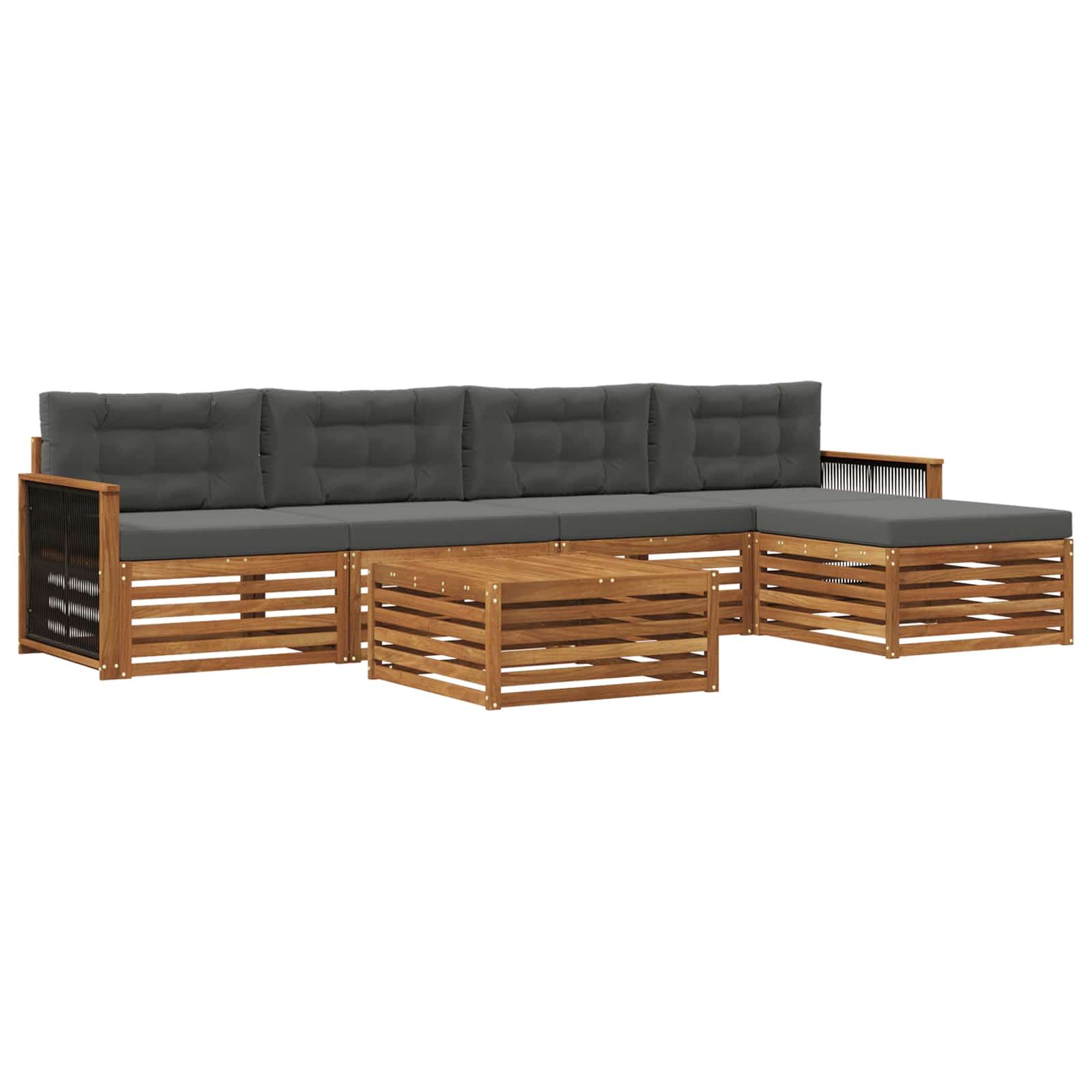 Set di divani da esterno con cuscino 6 pcs Naturale e Antracite | homemem39