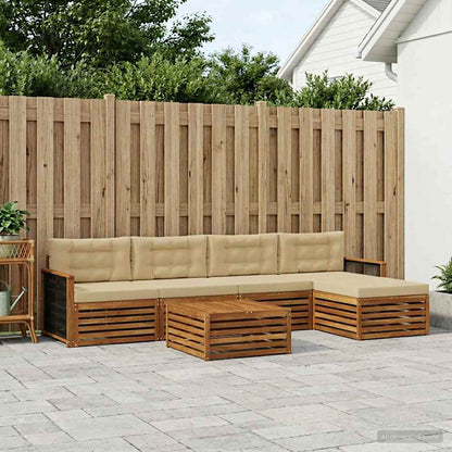 Set di divani da esterno con cuscino 6 pcs Naturale e Beige