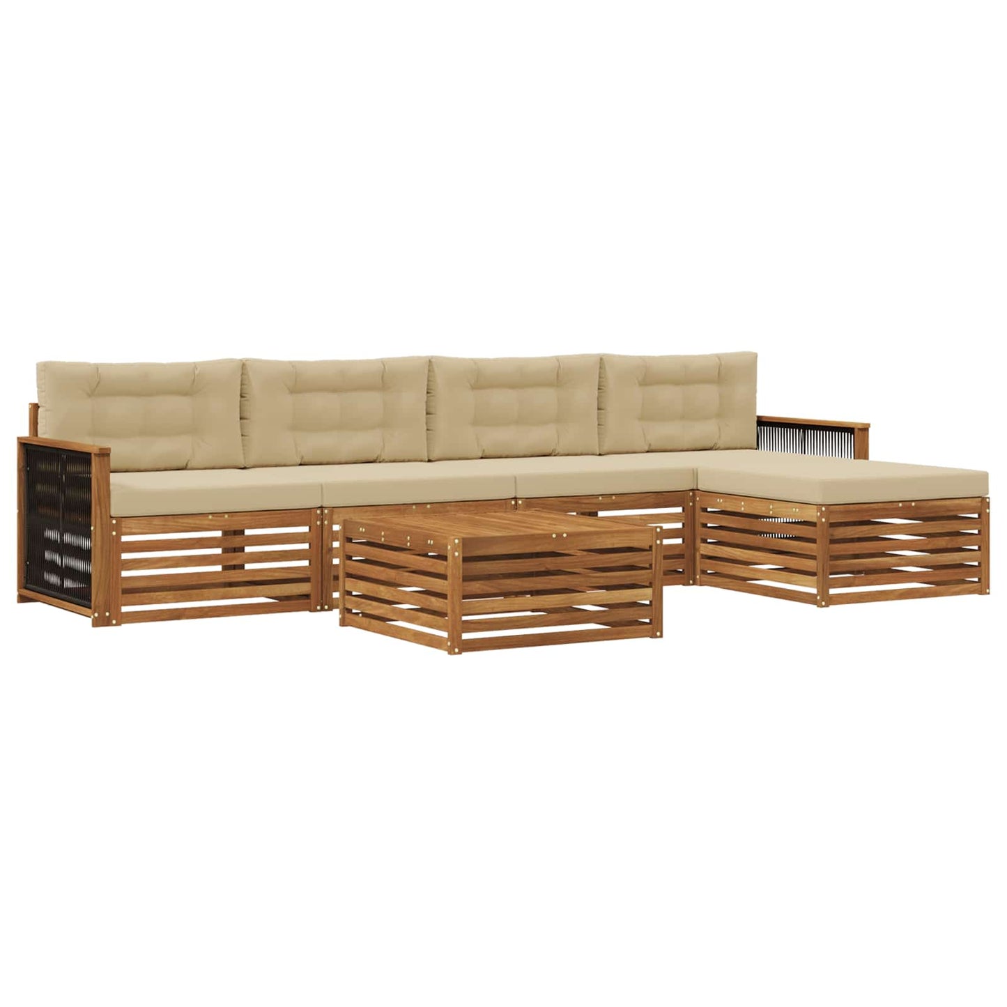 Set di divani da esterno con cuscino 6 pcs Naturale e Beige