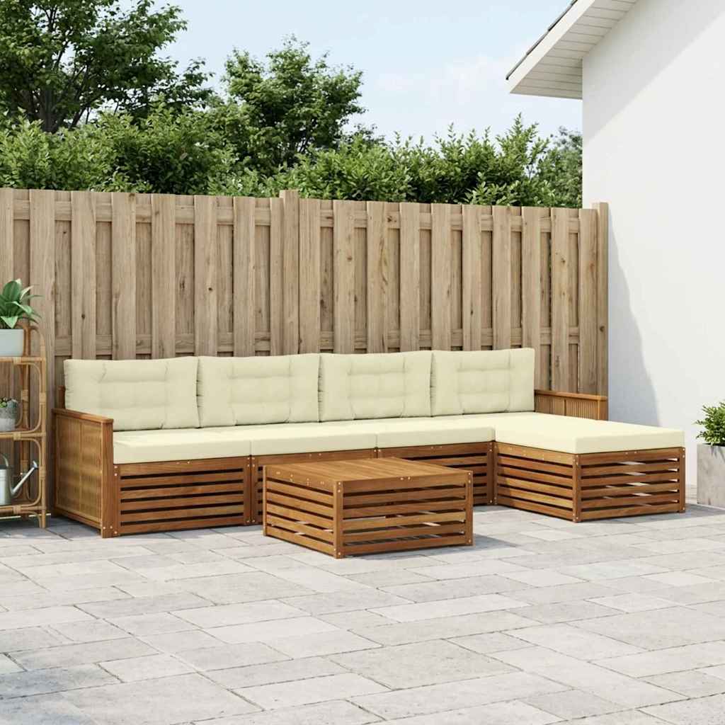 Set di divani da esterno con cuscino 6 pcs Naturale e Crema