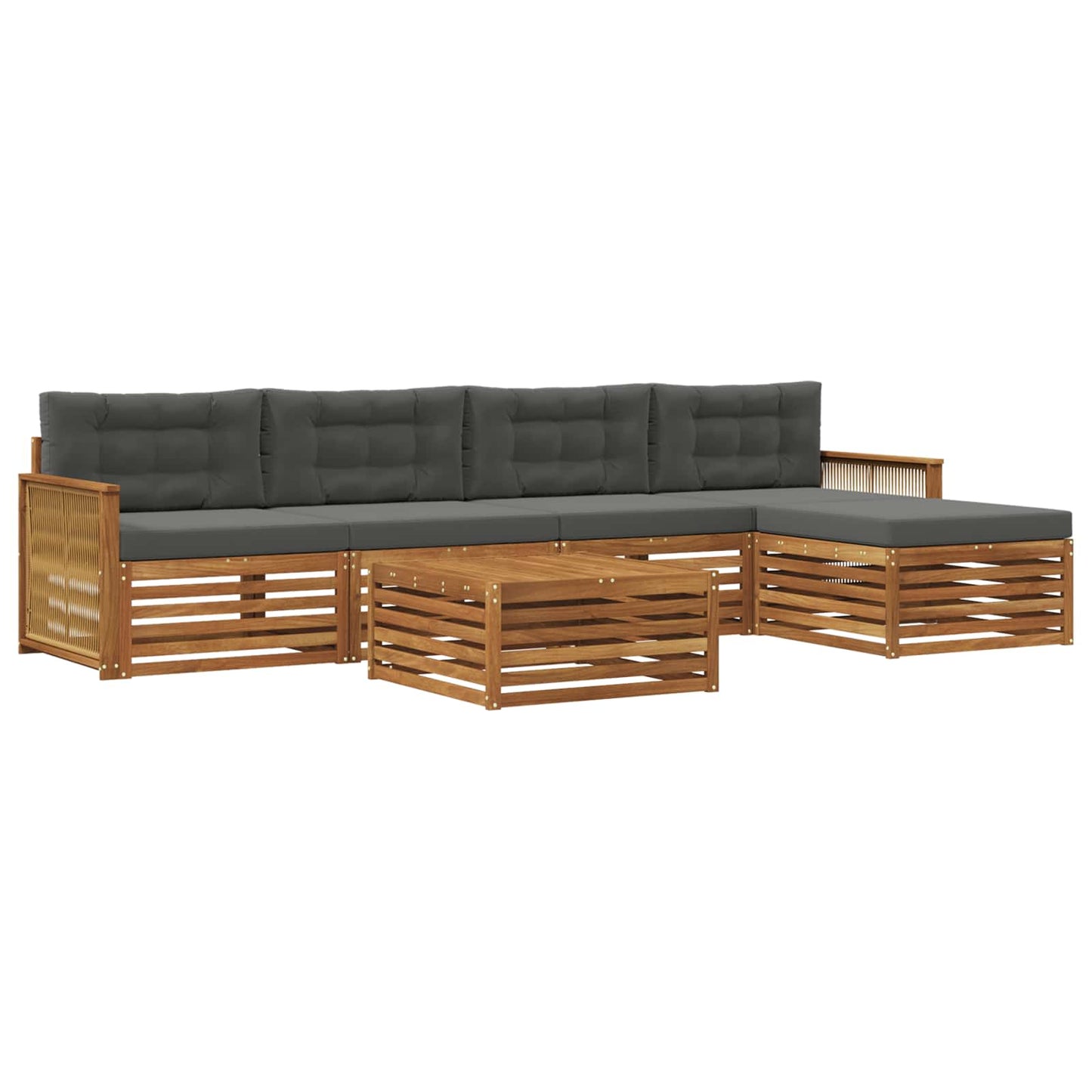 Set di divani da esterno con cuscino 6 pcs Naturale e Antracite | homemem39