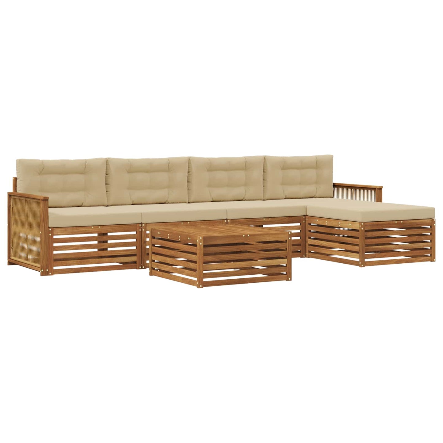 Set di divani da esterno con cuscino 6 pcs Naturale e Beige