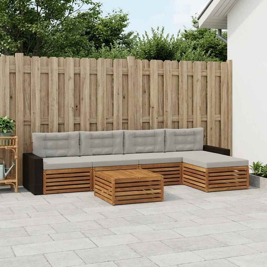 Set di divani da esterno 6 pcs Naturale e Grigio Chiaro