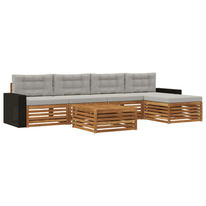 Set di divani da esterno 6 pcs Naturale e Grigio Chiaro