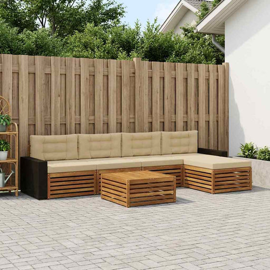 Set di divani da esterno 6 pcs Naturale e Beige 79 x 79 x 37 cm