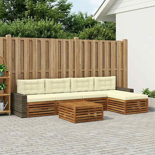 Set di divani da esterno 6 pcs Naturale e Crema 79 x 79 x 37 cm | homemem39
