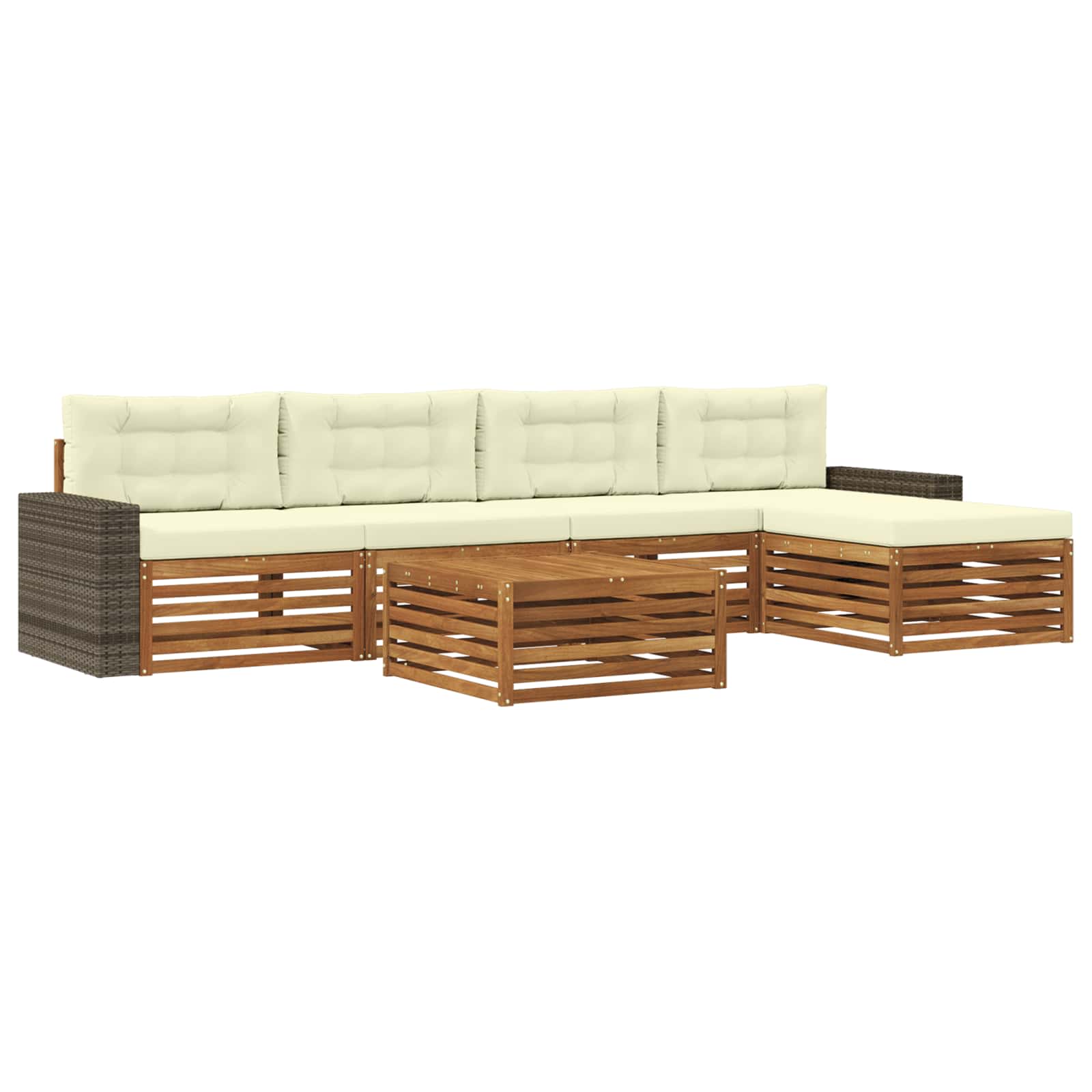 Set di divani da esterno 6 pcs Naturale e Crema 79 x 79 x 37 cm | homemem39