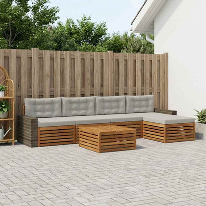 Set di divani da esterno 6 pcs Naturale e Grigio Chiaro | homemem39