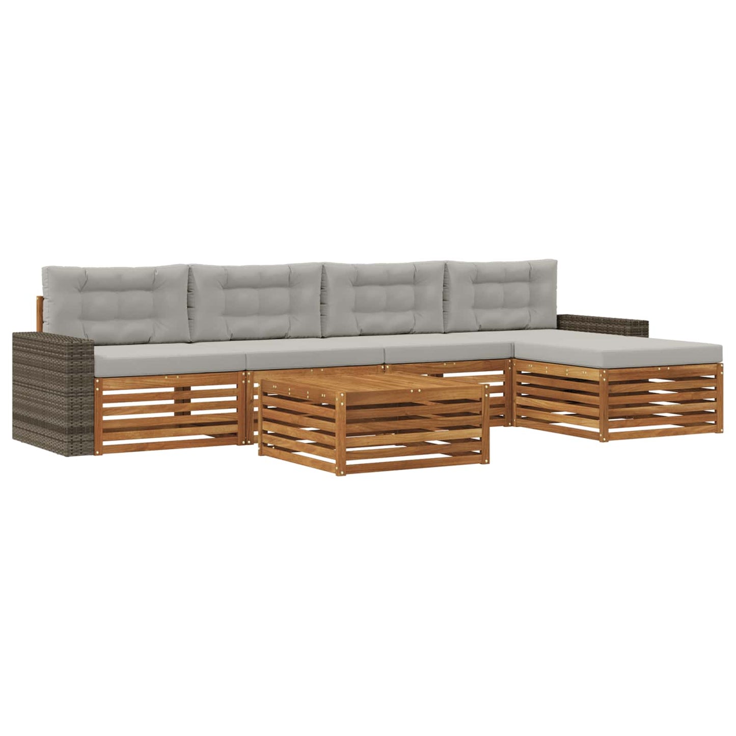 Set di divani da esterno 6 pcs Naturale e Grigio Chiaro | homemem39
