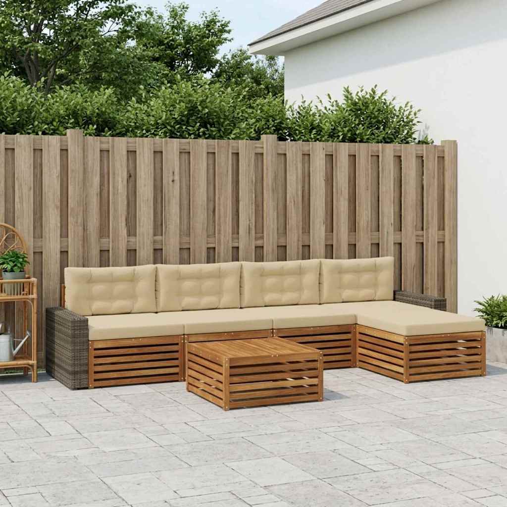 Set di divani da esterno 6 pcs Naturale e Beige 79 x 79 x 37 cm | homemem39