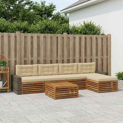 Set di divani da esterno 6 pcs Naturale e Beige 79 x 79 x 37 cm | homemem39