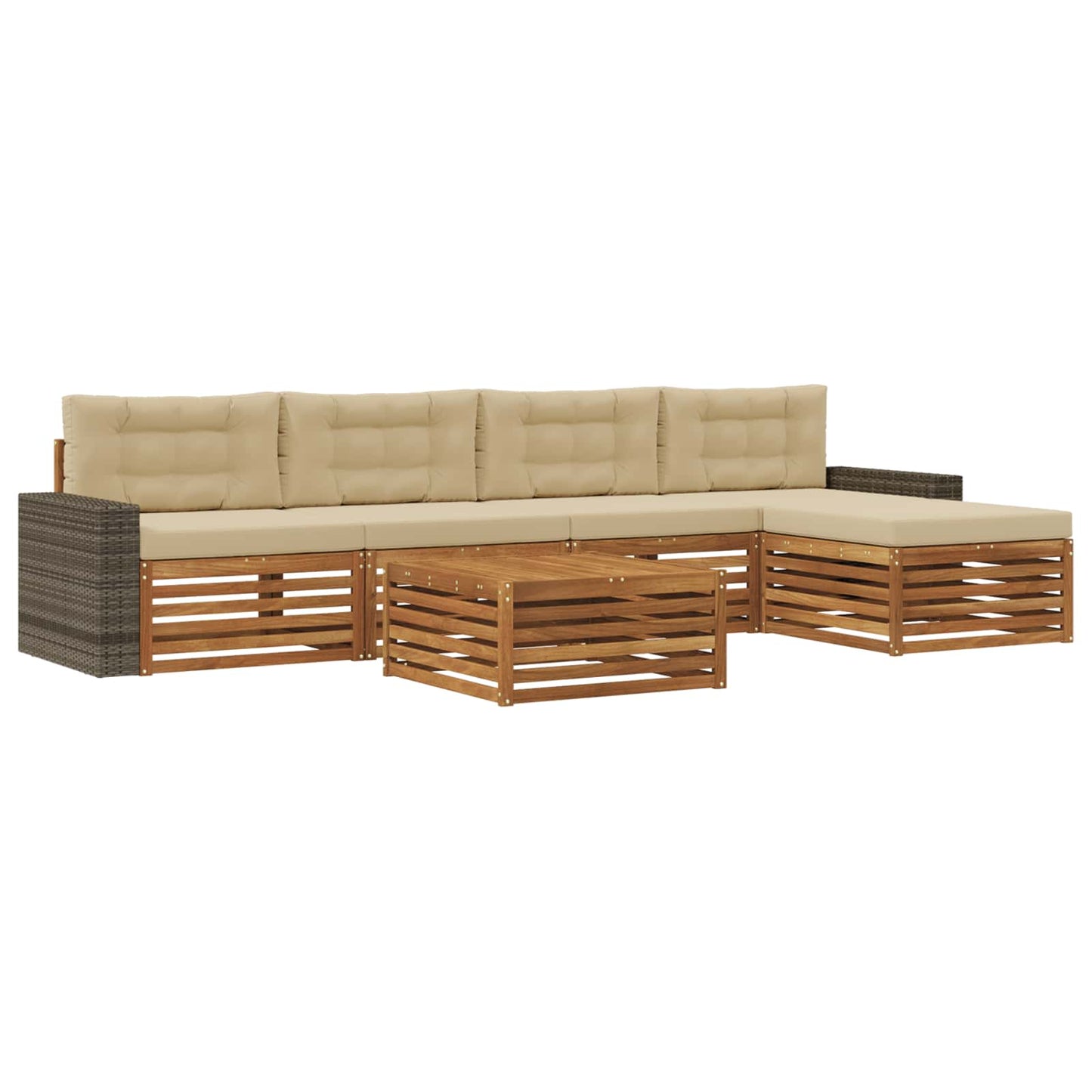 Set di divani da esterno 6 pcs Naturale e Beige 79 x 79 x 37 cm | homemem39