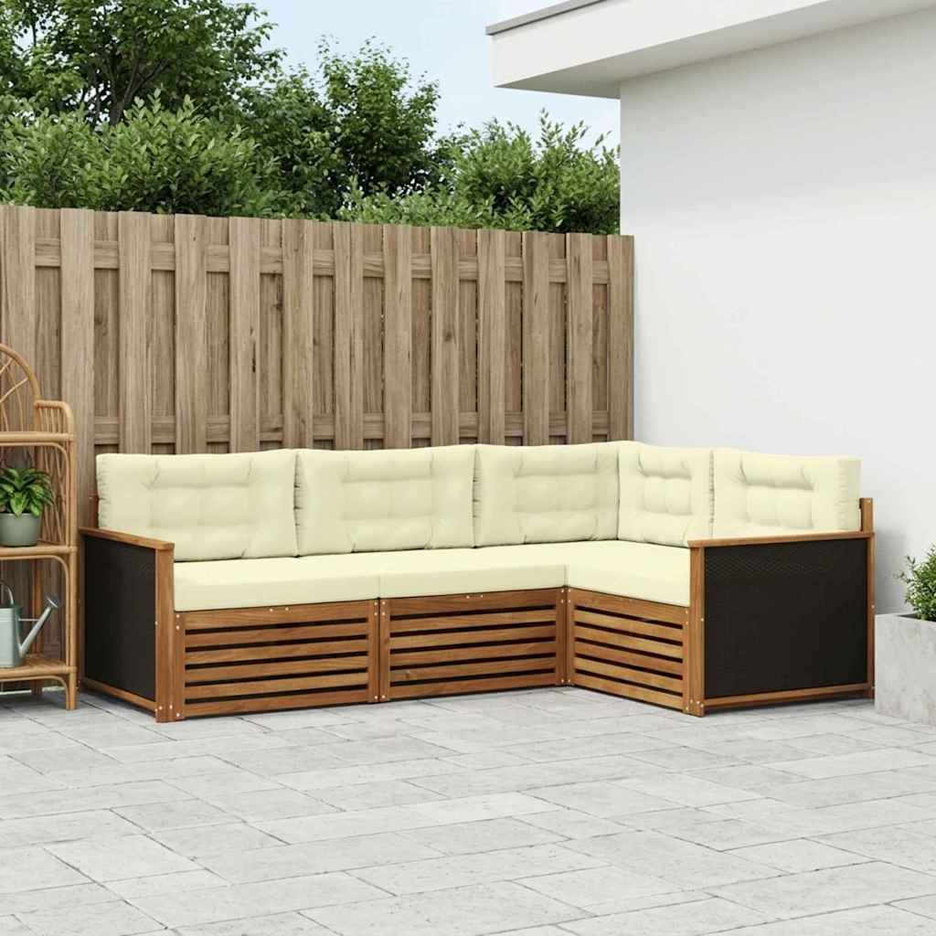 Set di divani da esterno 4 pcs Naturale e Crema | homemem39