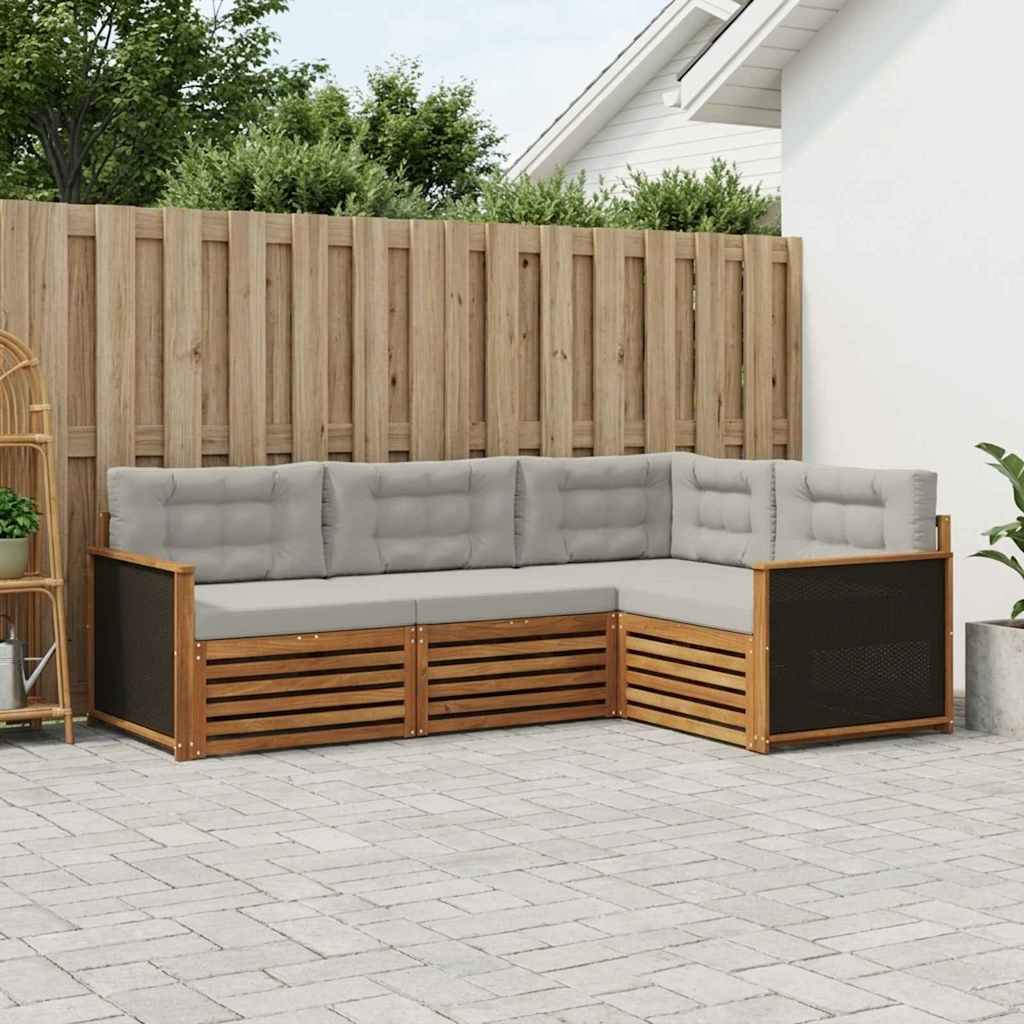 Set di divani da esterno 4 pcs Naturale e Grigio Chiaro | homemem39