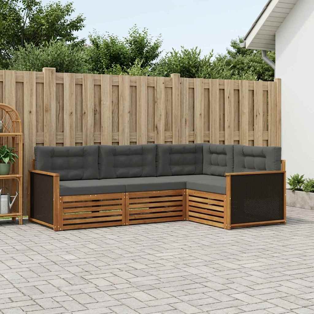 Set di divani da esterno 4 pcs Naturale e Antracite | homemem39