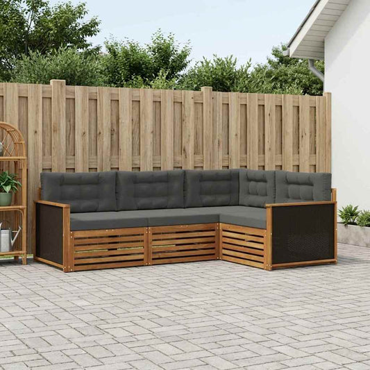 Set di divani da esterno 4 pcs Naturale e Antracite | homemem39