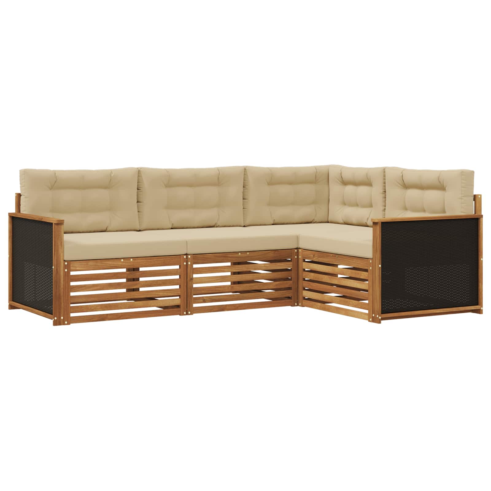 Set di divani da esterno 4 pcs Naturale e Beige | homemem39