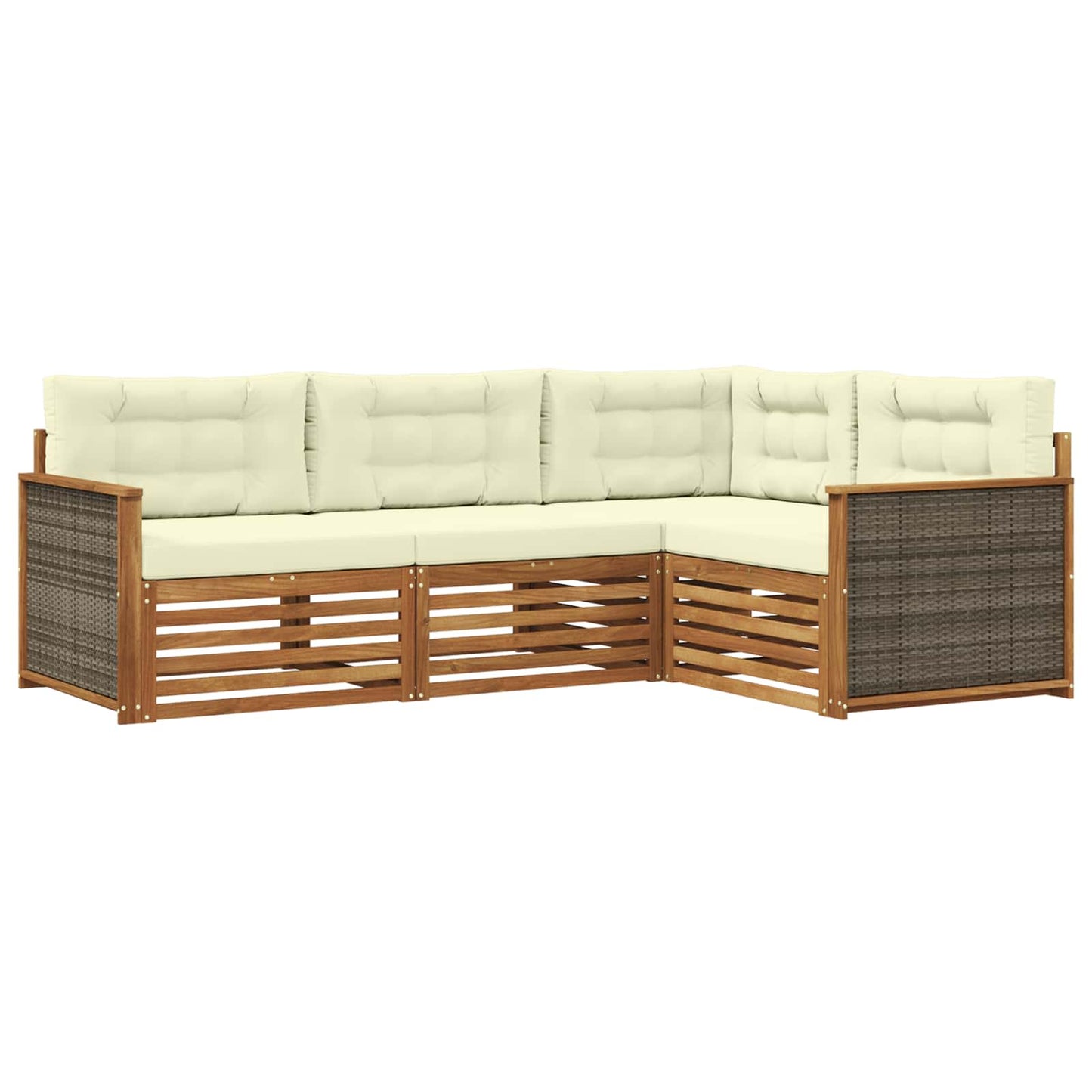 Set di divani da esterno con cuscino 4 pcs Naturale e Crema