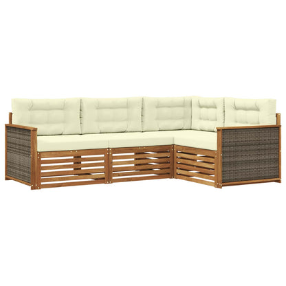 Set di divani da esterno con cuscino 4 pcs Naturale e Crema