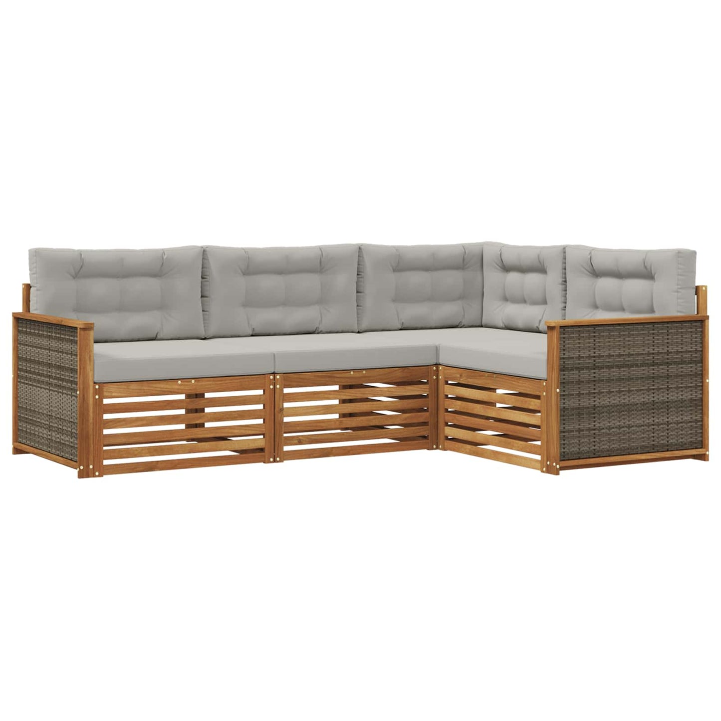 Set di divani da esterno 4 pcs Naturale e Grigio Chiaro | homemem39
