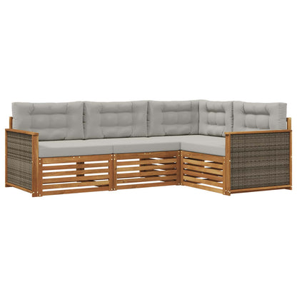 Set di divani da esterno 4 pcs Naturale e Grigio Chiaro | homemem39