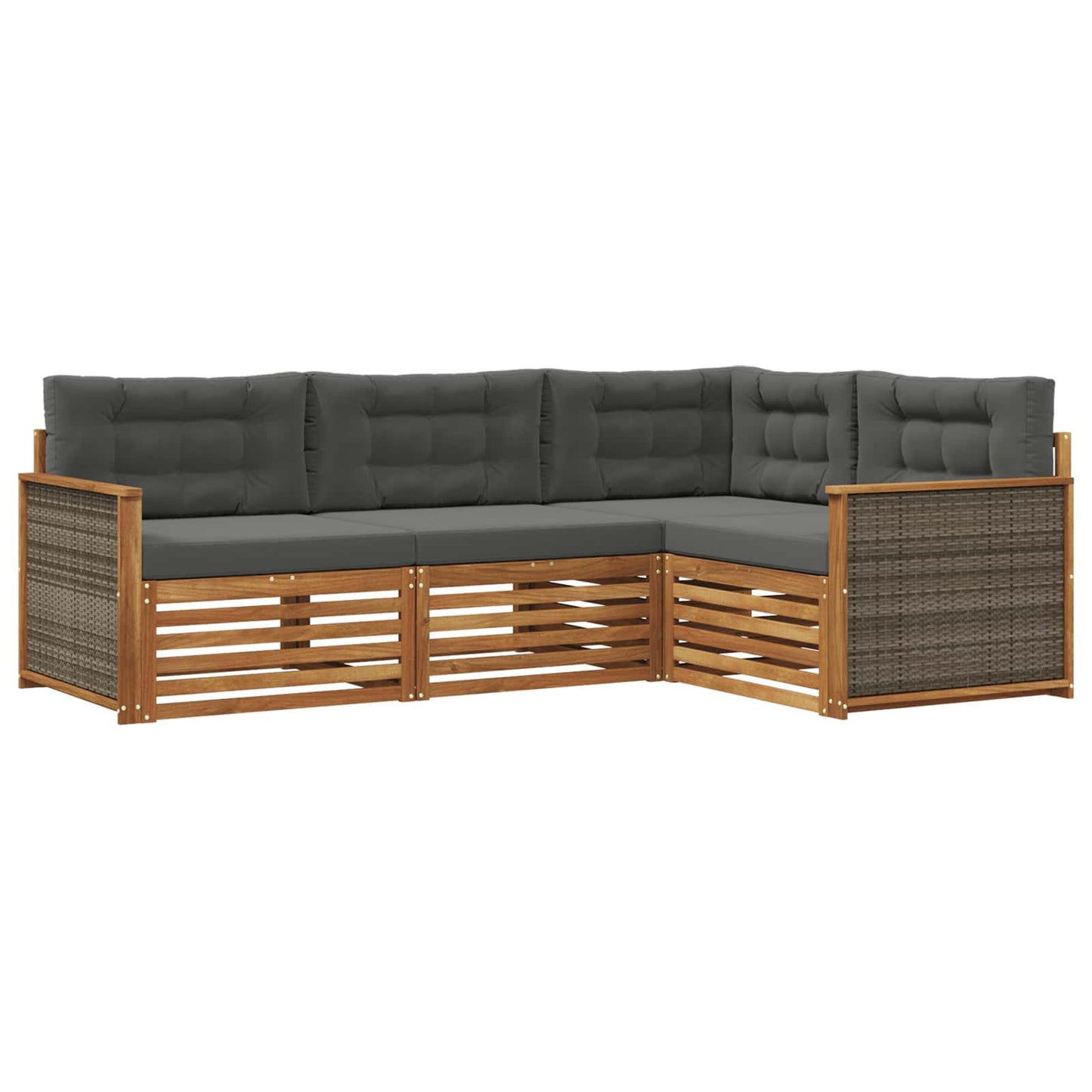 Set di divani da esterno con cuscino 4 pcs Naturale e Antracite | homemem39