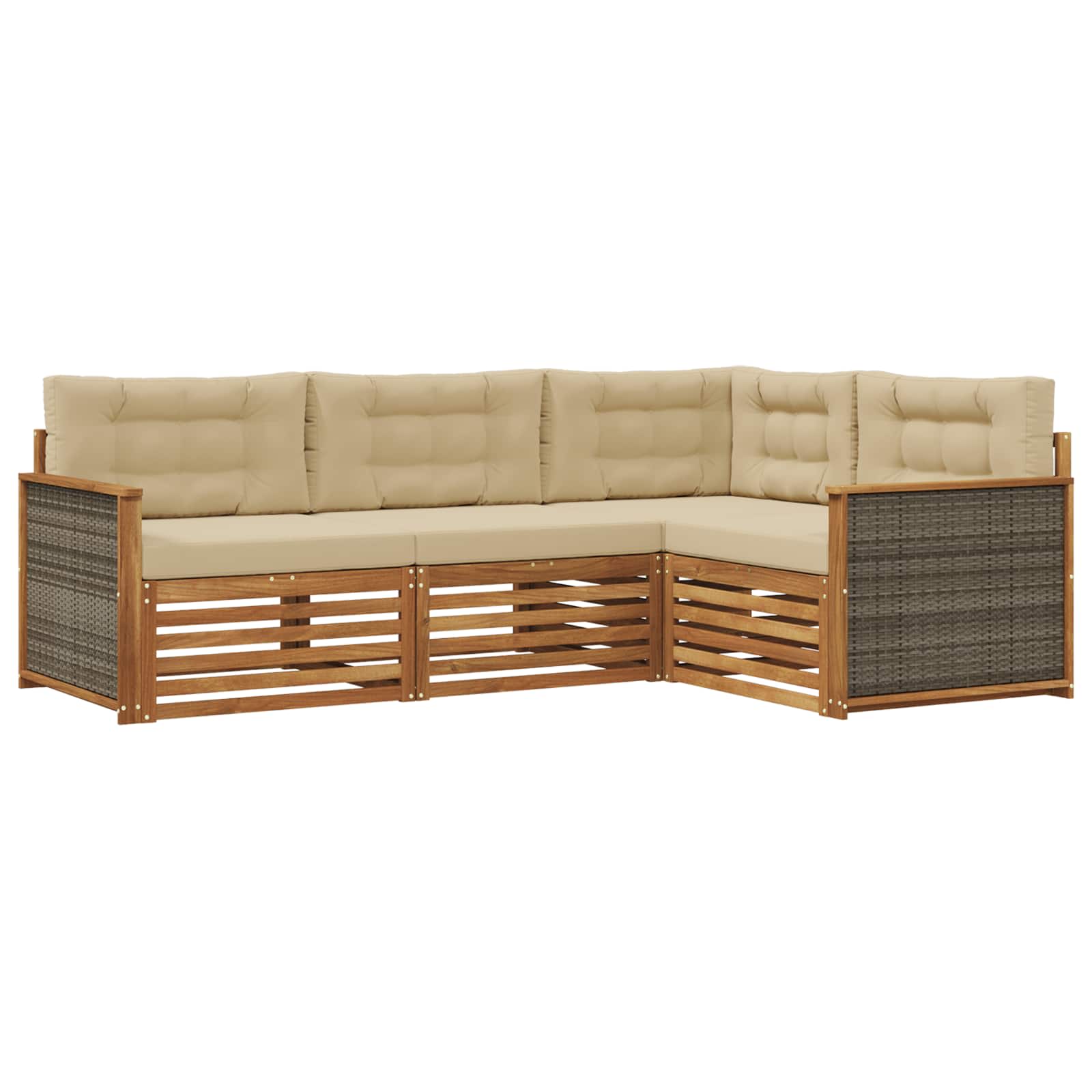 Set di divani da esterno con cuscino 4 pcs Naturale e Beige | homemem39