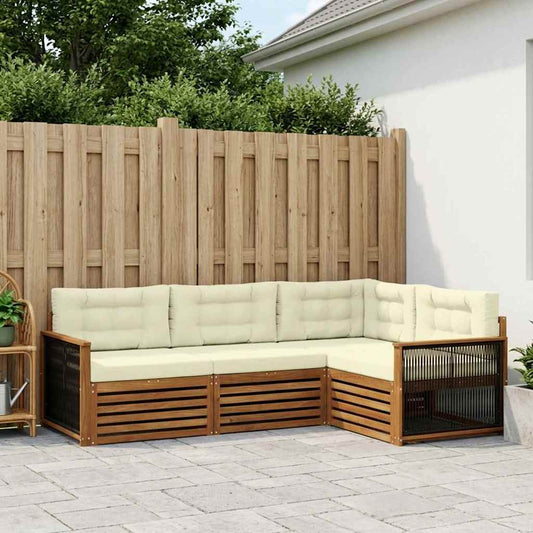 Set di divani da esterno con cuscino 4 pcs Naturale e Crema | homemem39