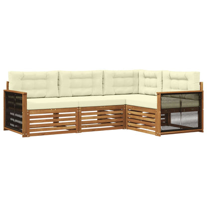 Set di divani da esterno con cuscino 4 pcs Naturale e Crema | homemem39