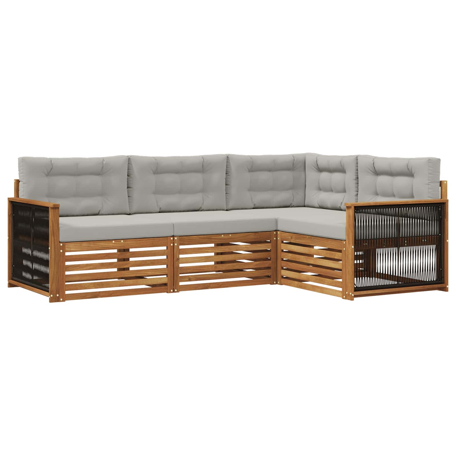 Set di divani da esterno 4 pcs Naturale e Grigio Chiaro | homemem39