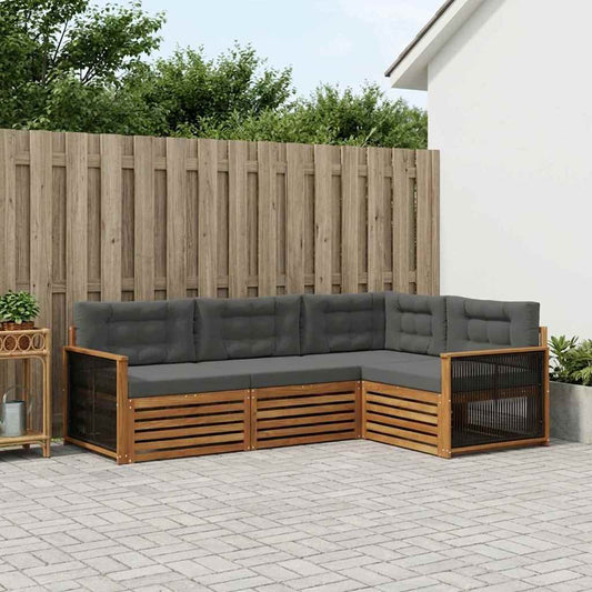 Set di divani da esterno con cuscino 4 pcs Naturale e Antracite