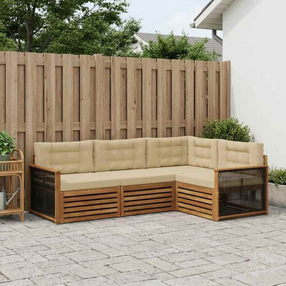 Set di divani da esterno con cuscino 4 pcs Naturale e Beige