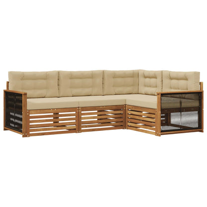 Set di divani da esterno con cuscino 4 pcs Naturale e Beige