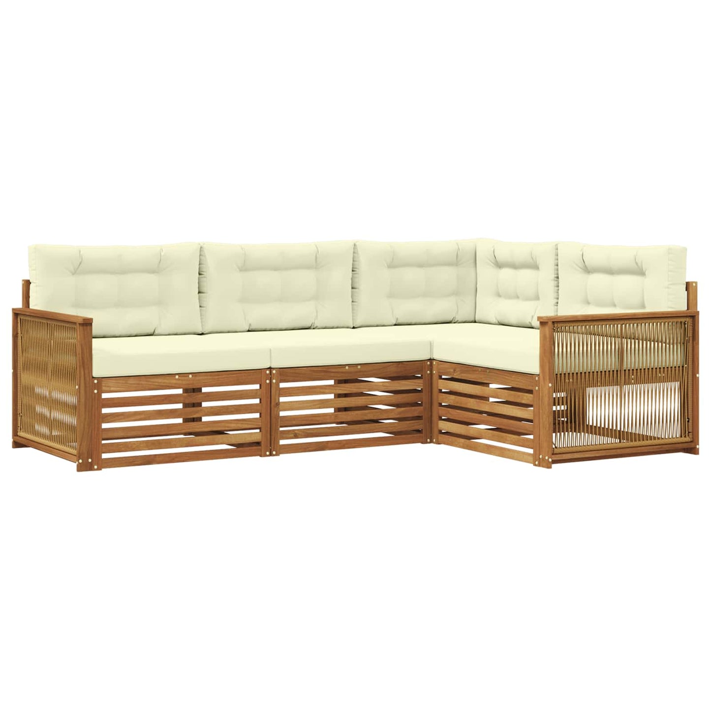 Set di divani da esterno con cuscino 4 pcs Naturale e Crema | homemem39