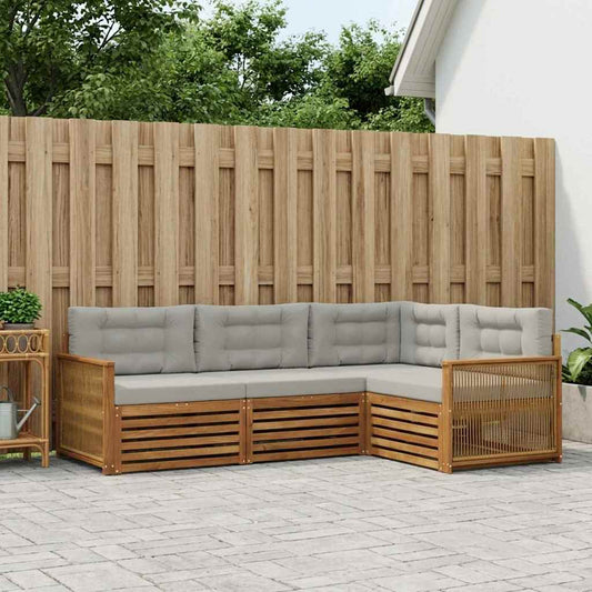 Set di divani da esterno 4 pcs Naturale e Grigio Chiaro | homemem39