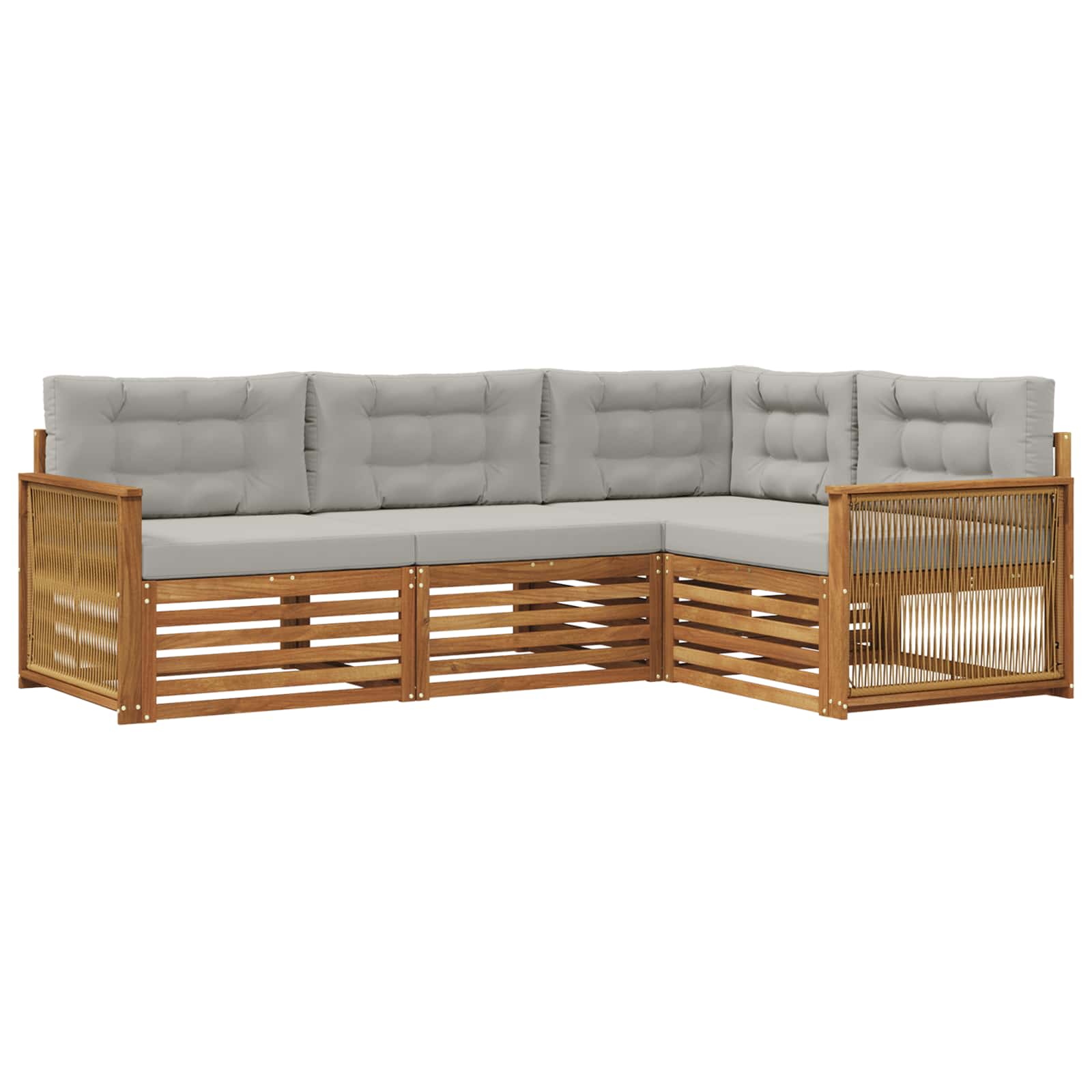 Set di divani da esterno 4 pcs Naturale e Grigio Chiaro | homemem39