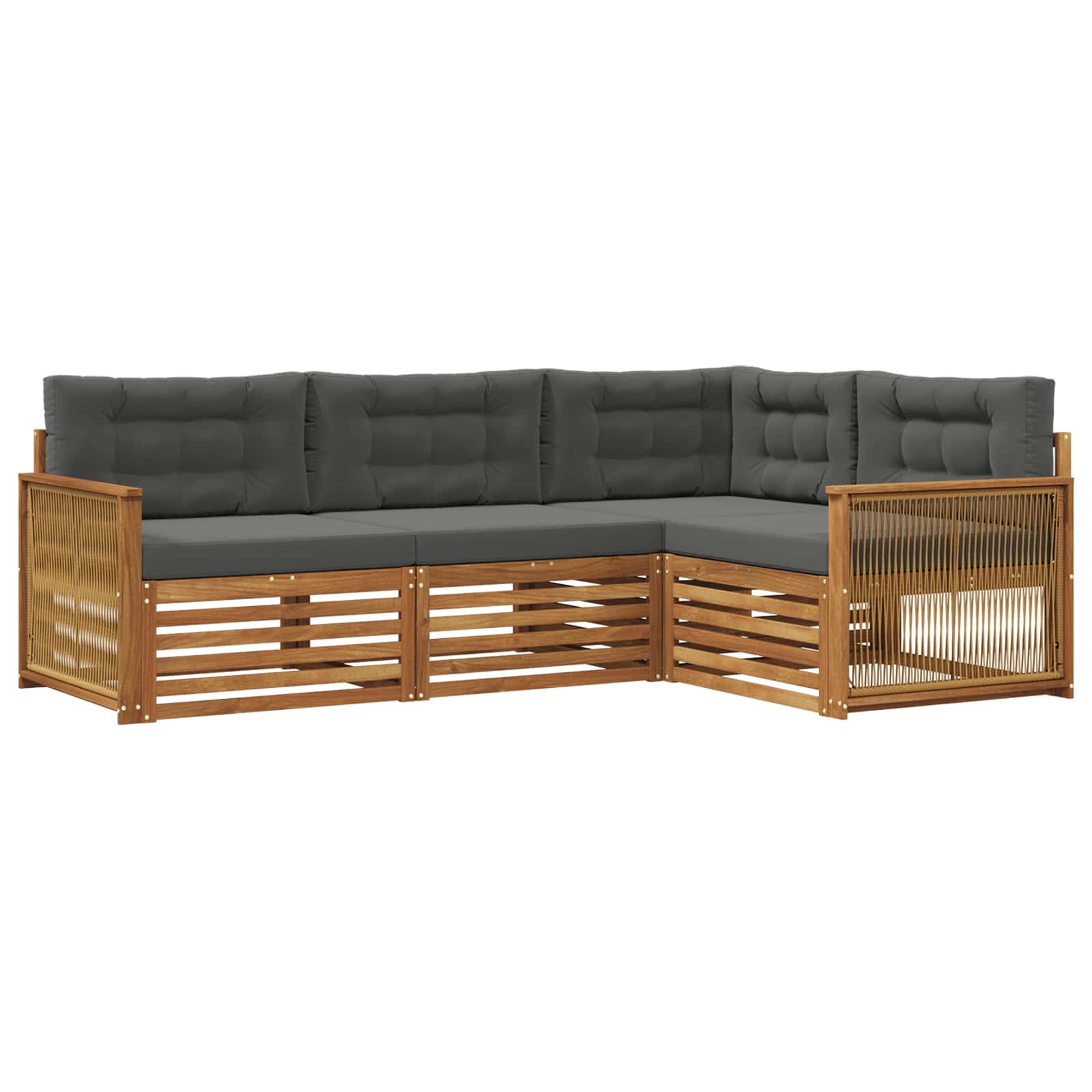 Set di divani da esterno con cuscino 4 pcs Naturale e Antracite | homemem39